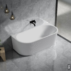 1700mm BINGIE Fluted Skirt Back to Wall Bath Matte White