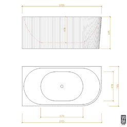 Alternative view of 1705mm Binge Fluted Skirt Bath Left Matte White