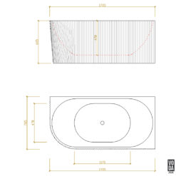 Alternative view of 1705mm Binge Fluted Skirt Bath Right Matte White
