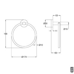 Alternative view of Pure Towel Ring Brushed Copper