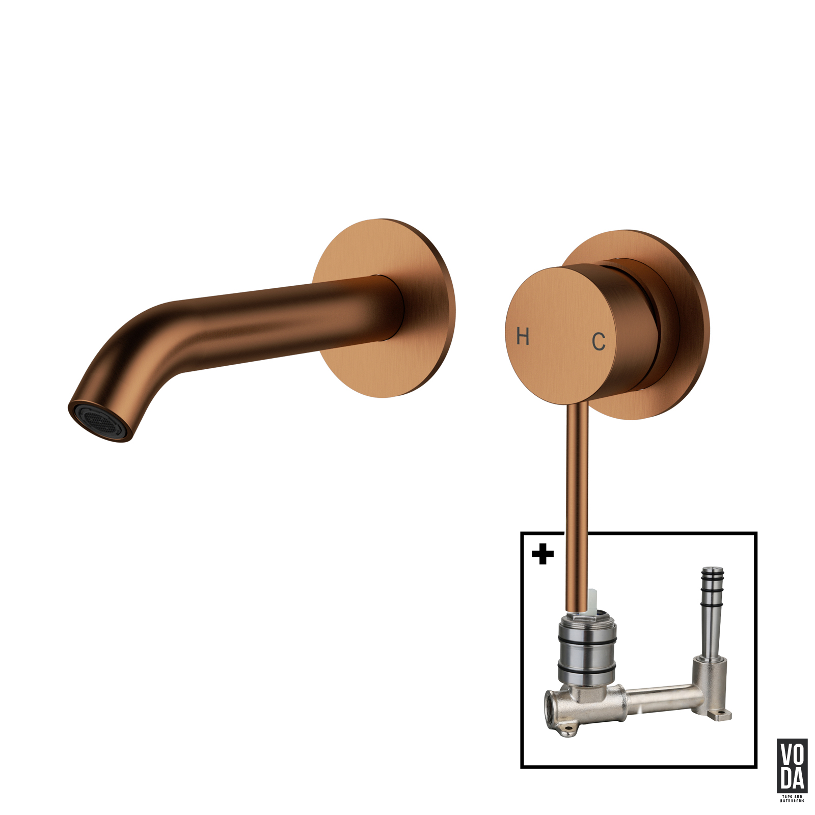 Pure Wall Basin/Bath Separate Back Plate Set Brushed Copper