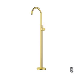 Pure Floor Standing Bath Filler with Mixer Brushed Gold