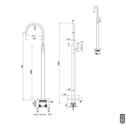 Alternative view of Pure Floor Standing Bath Filler with Mixer Matte Black